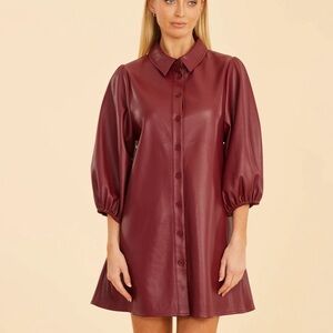 Dolce Cabo Burgundy Faux Leather Mini Dress, NWT, Size L